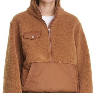 FRAME Faux Fur & Faux Leather Pullover NWT